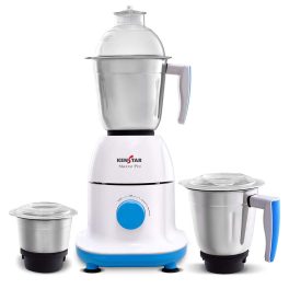 Kenstar 750 Watt 3 Stainless Steel Jars, Power Plus Turbo Mixer Grinder, Shock Proof ABS Body, White-Blue, MAXXO PRO