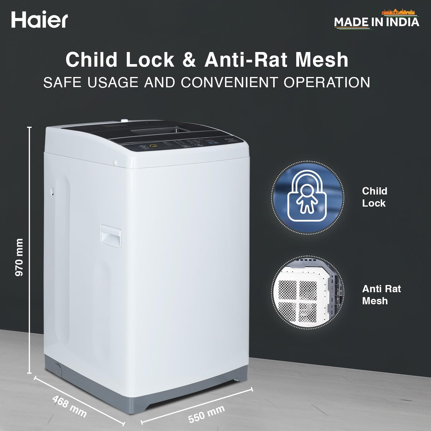 Haier 6.5 Kg 5 Star Fully Automatic Top Load Washing Machine With Oceanus Wave Drum, Magic Filter, Anti Rat Mesh, Moon Light Grey, HWM65-1269DB Haier 6.5 Kg 5 Star Fully Automatic Top Load Washing Machine With Oceanus Wave Drum, Magic Filter, Anti Rat Mesh, Moon Light Grey, HWM65-1269DB