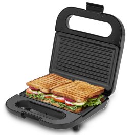 Bajaj  800-Watt 2-Slice Sandwich Griller, Non-Stick Coated Plates for Easy-to-Clean, Upright Compact Storage, Buckle Clips Lock, 2 Years Warranty, Black, SWX6