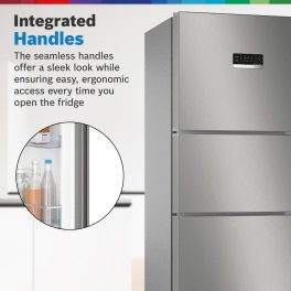Bosch MaxFlex Convert 332L 3 Star Frost Free Triple Door Inverter Refrigerator, 8-in-1 Convertible, UV Protected Body Shield, VitaFresh Technology, Adaptive UI, Shiney Silver, CMC33S03NI