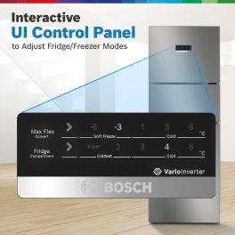 Bosch MaxFlex Convert 332L 3 Star Frost Free Triple Door Inverter Refrigerator, 8-in-1 Convertible, UV Protected Body Shield, VitaFresh Technology, Adaptive UI, Shiney Silver, CMC33S03NI