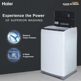 Haier 6.5 Kg 5 Star Fully Automatic Top Load Washing Machine With Oceanus Wave Drum, Magic Filter, Anti Rat Mesh, Moon Light Grey, HWM65-1269DB