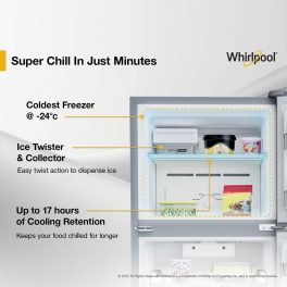 Whirlpool 235 L 2 Star Frost-free Double Door Inverter Refrigerator, Stabilizer free operation, Upto 7 days of dairy freshness, Radiant Steel, NEO DF278 PRM