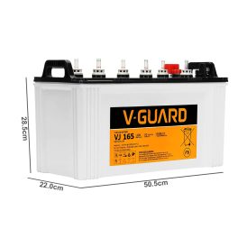 V-Guard 12V Tall Tubular Inverter Battery With a 152 Ah Capacity, High Backup Performance & Low Maintenance, Rugged Construction, VJ 165