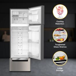 Whirlpool 215 L Frost Free Triple Door Refrigerator, ICE Twister, Zeolite & ActiveFresh Technology, Artemis Steel, FP 263D PROTTON ROY