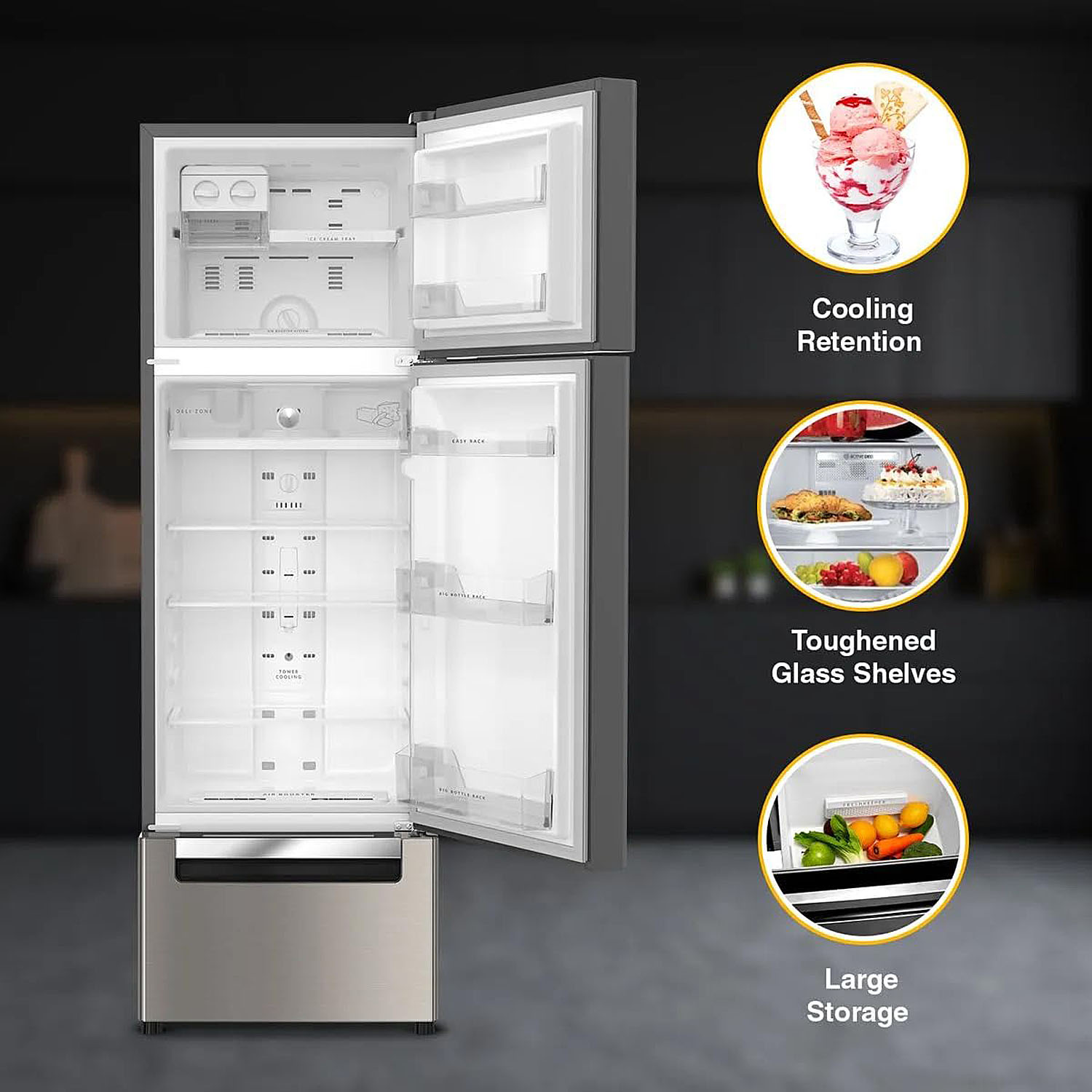 Whirlpool 215 L Frost Free Triple Door Refrigerator, ICE Twister, Zeolite & ActiveFresh Technology, Artemis Steel, FP 263D PROTTON ROY Whirlpool 215 L Frost Free Triple Door Refrigerator, ICE Twister, Zeolite & ActiveFresh Technology, Artemis Steel, FP 263D PROTTON ROY