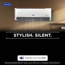 Carrier Star 1.6 Ton 5 Star Inverter R32 Smart Hybrid Jet Split Air Conditioners, Flexicool 6-in-1 Convertible Technology, Fast Cooling and Smart Energy Display, White, 20K INDUS FXi