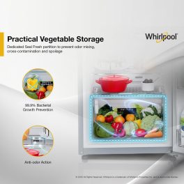 Whirlpool 235 L 2 Star Frost-free Double Door Inverter Refrigerator, Stabilizer free operation, Upto 7 days of dairy freshness, Radiant Steel, NEO DF278 PRM