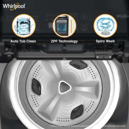 Whirlpool 7.5 Kg 5 Star StainWash Royal Plus Fully Automatic Top Load Washing Machine with In-Built Heater, Grey, STAIN WASH PRO HS