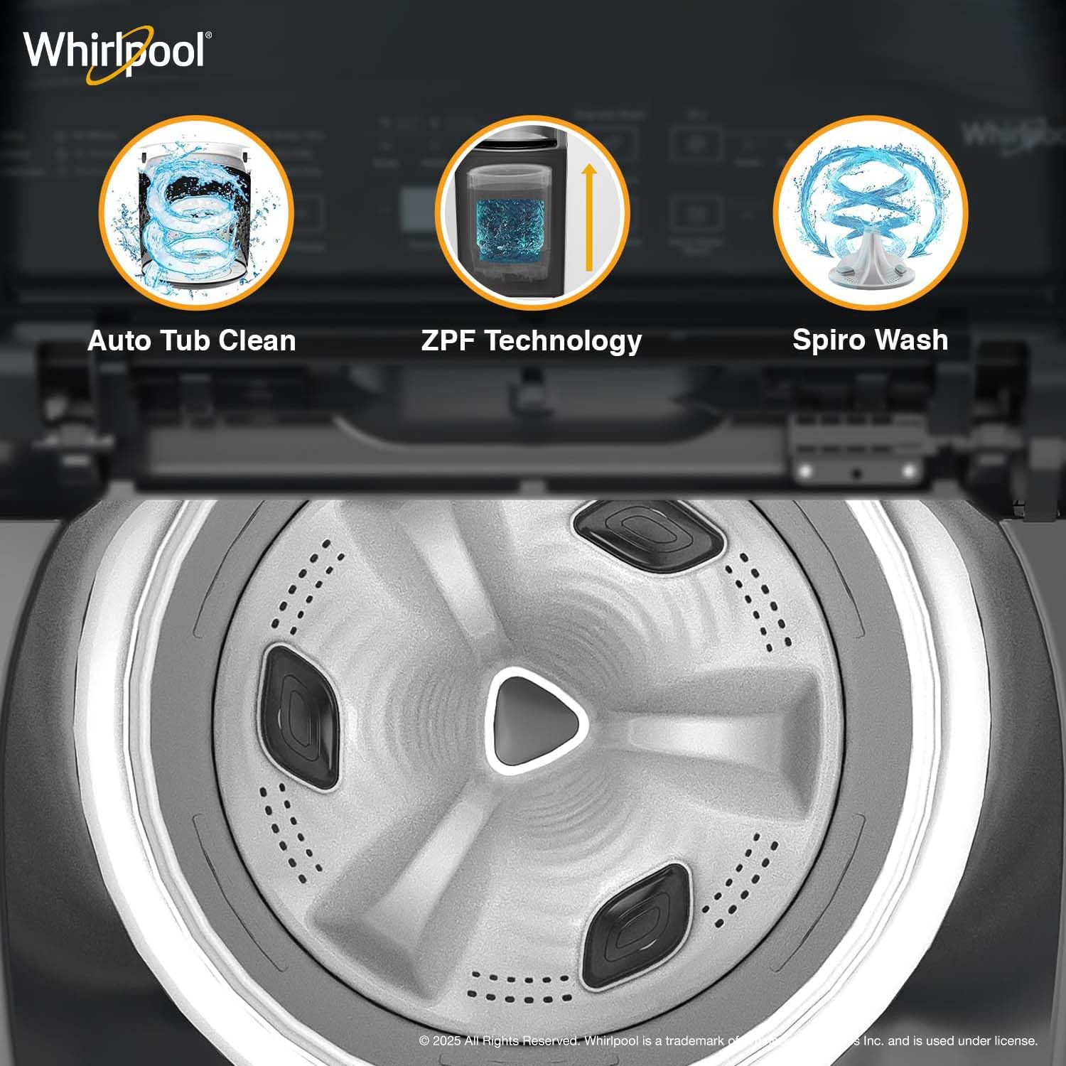 Whirlpool 7.5 Kg 5 Star StainWash Royal Plus Fully Automatic Top Load Washing Machine with In-Built Heater, Grey, STAIN WASH PRO HS Whirlpool 7.5 Kg 5 Star StainWash Royal Plus Fully Automatic Top Load Washing Machine with In-Built Heater, Grey, STAIN WASH PRO HS