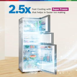 Bosch MaxFlex Convert 332L 3 Star Frost Free Triple Door Inverter Refrigerator, 8-in-1 Convertible, UV Protected Body Shield, VitaFresh Technology, Adaptive UI, Shiney Silver, CMC33S03NI