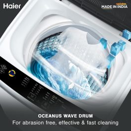 Haier 6.5 Kg 5 Star Fully Automatic Top Load Washing Machine With Oceanus Wave Drum, Magic Filter, Anti Rat Mesh, Moon Light Grey, HWM65-1269DB