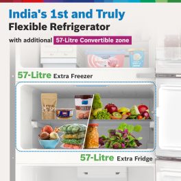 Bosch MaxFlex Convert 332L 3 Star Frost Free Triple Door Inverter Refrigerator, 8-in-1 Convertible, UV Protected Body Shield, VitaFresh Technology, Adaptive UI, Shiney Silver, CMC33S03NI