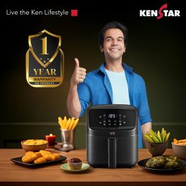 Kenstar 1300W, 4.5L Digital Air Fryer, Non-Stick Pan, Adjustable Temperature up to 200°C, 8 Preset Cooking Modes, Black, Opal Digi