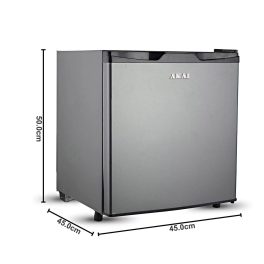 Akai 48 Litre Direct Cool Single Door Minibar Refrigerator with 1 Star Rating and Silent Operation, Hairline-Silver, AKDE551-NHLS