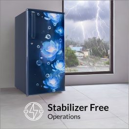 AKAI 180L, 2 Star Direct Cool Single Door Refrigerator, Manual+Push Defrost, Soft Crisper, Stabilizer Free Operation, Hestia Blue, AKDE2022-CPFHB