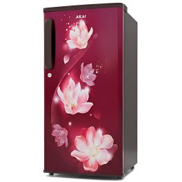 AKAI 180L, 2 Star Direct Cool Single Door Refrigerator, Manual+Push Defrost, Soft Crisper, Stabilizer Free Operation, Wine Flower, AKDE2022-CPFHW