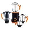 V-Guard 750 Watt, 4 Jars Juicer Mixer Grinder, Universal Copper Motor, Pulse Function & Overload Protection, Black Orange, INSIGINA DX
