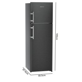 LIEBHERR 316L 2 Star Frost Free Double Door Inverter Refrigerator, Hot to Cool, Duo Cooling Technology, 20 Years Warranty on Compressor, Black Steel, TVLBSB3131