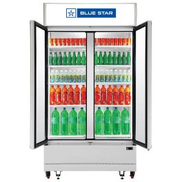 BLUE STAR 568 Liter Self-Closing Double Glass Door Commercial Visi Cooler, Automatic Defrost System and Inverter Compressor, VC600CD-B