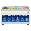 Haier 575-litre, 5-Star Glass Top Double-Door Commercial Deep Freezer, Single Mould Door & Frame, Anti-Rodent Body & Wire, Integrated Lock with metal Liner inside and 70mm Puff Thickness, White, HFC-575GM5