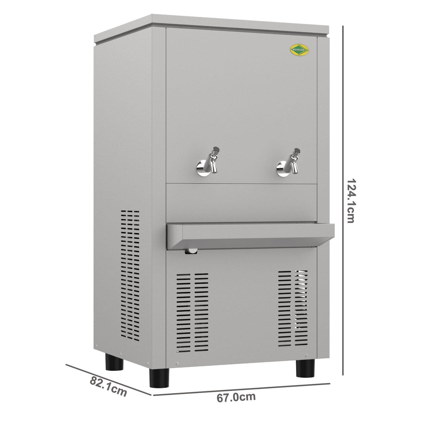 Western 120 Liter Double Tap Water Cooler with 80 Liter Cooling Capacity, Overload Safety Protection, Fully Stainless Steel, SWC80120 Western 120 Liter Double Tap Water Cooler with 80 Liter Cooling Capacity, Overload Safety Protection, Fully Stainless Steel, SWC80120