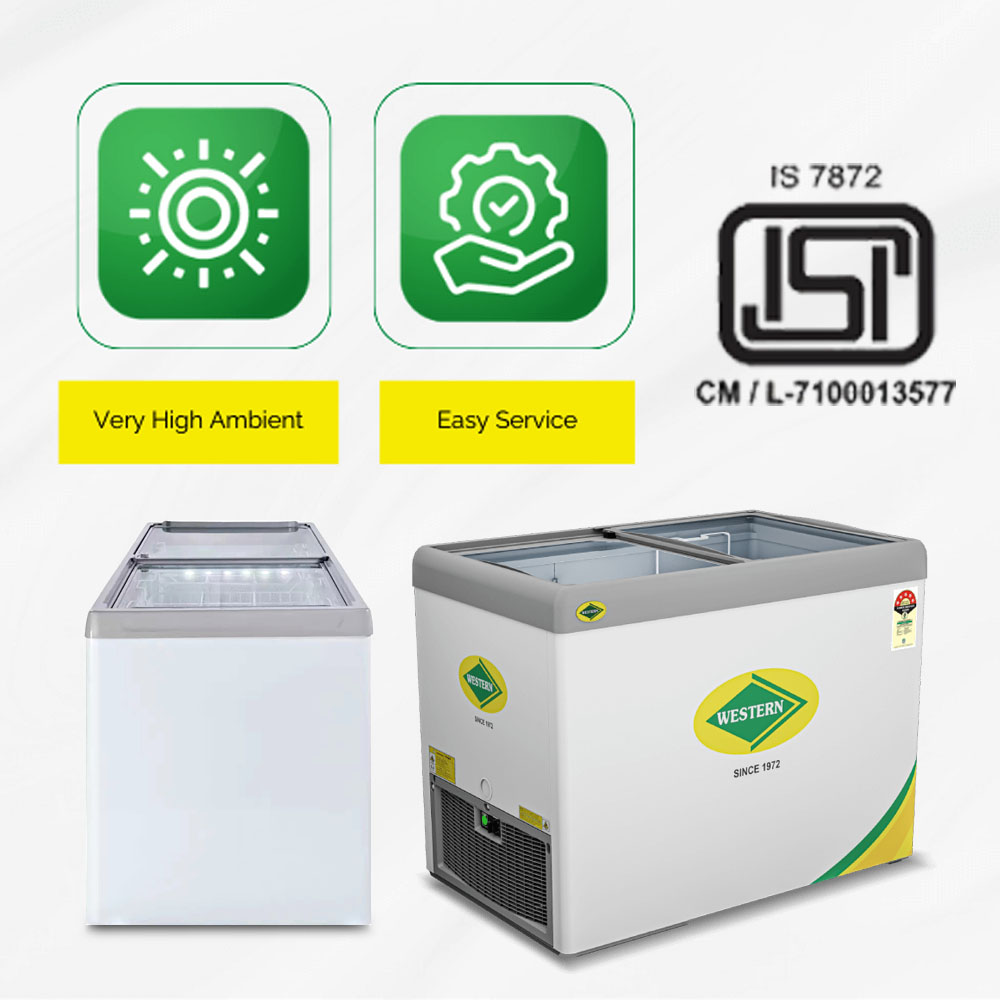 Western 422 Liter 5 Star Glass Top Double Slide Door Chest Deep Freezer, Automatic Defrost System, White, F450-GL Western 422 Liter 5 Star Glass Top Double Slide Door Chest Deep Freezer, Automatic Defrost System, White, F450-GL