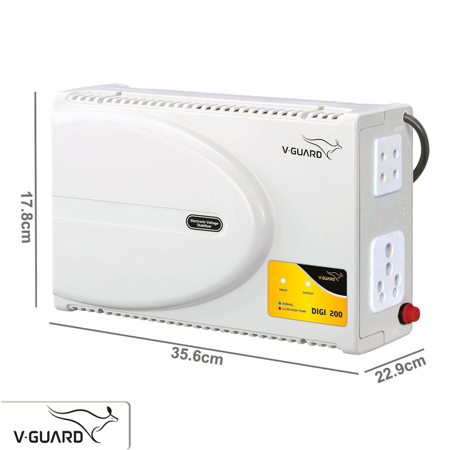 V-Guard 6 Amperes Stabilizer For (LED , OLED, UHD) TV Up to 80 Inches, Set-Top Boxes and Home Theatre Systems Screen Size, White, DIGI 200 V-Guard 6 Amperes Stabilizer For (LED , OLED, UHD) TV Up to 80 Inches, Set-Top Boxes and Home Theatre Systems Screen Size, White, DIGI 200